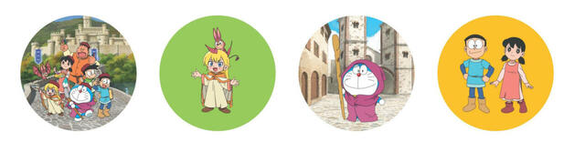 【ハッピーセット®「ドラえもん」】第1弾：のぞいてみよう！はいりこみライトのビューワー／映画のシーンが描かれたイラストが！ダイヤルを回して切り替えます