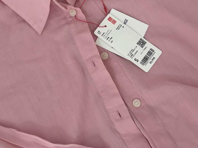 【UNIQLO　シアーコットンリラックスシャツ】Sサイズのピンク