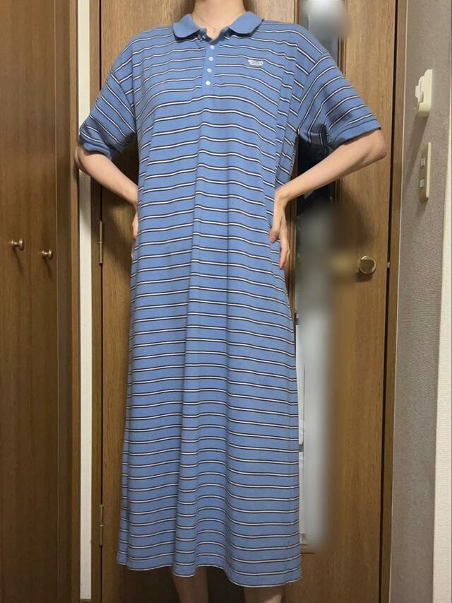 【PENNEYS×coen 別注カノコポロワンピース】身長170cm・Lサイズ着用。裾はすねの下あたりで長めです