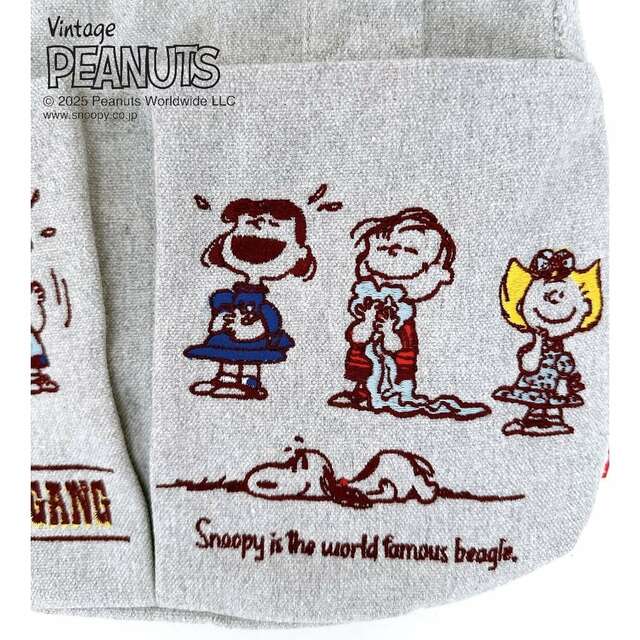 ポケットたっぷりのショルダー付き2way刺繍トートバッグ／ベビールー「スヌーピー」