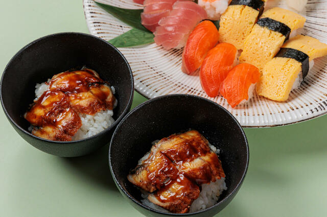 「特別期間限定メニュー ひつまぶし」＜期間：8月9日(金)～8月18日(日)＞【天ぷらも寿司もデザートも全部シャインマスカット！極上「シャインマスカットブッフェ」開催！】