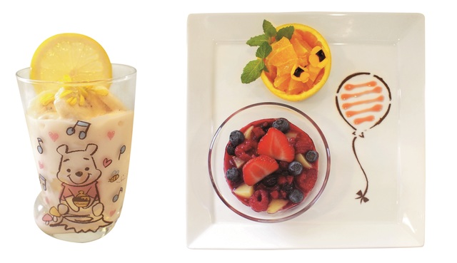 黄色いお花のはちみつヨーグルト、小さなフルーツ盛りプレート　はちみつカフェ