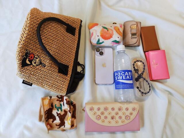 中身を全部取り出してみた【MOOMIN（ムーミン）リトルミイの刺しゅうがかわいい！かごバッグ：3,289 円（税込）】