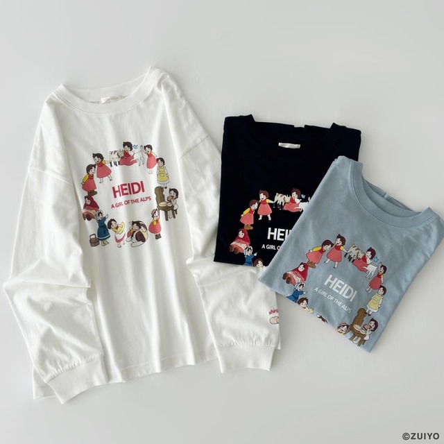 【『アルプスの少女ハイジ』×ehka sopo】「プリントロンT」カラー：オフ/サックス/ブラック　￥3,850