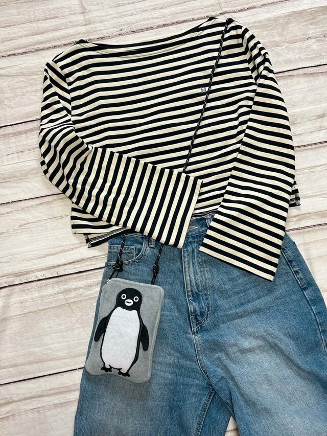 ボーダ×デニムのカジュアルコーデに♪