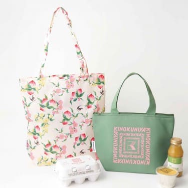 【『オトナミューズ 2025年2月号』(宝島社)】紀ノ国屋×KEITAMARUYAMA桃柄トート&保冷・保温機能付きランチバッグ