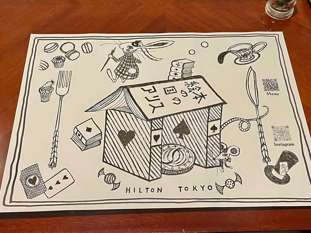 【ヒルトン東京 絵本の国のアリス スイーツビュッフェ】ランチョンマットも素敵でした