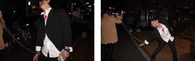 あれ？ゾンビの手に鎖が…。じゃ帰りはこれで、引っ張って行くよ。 