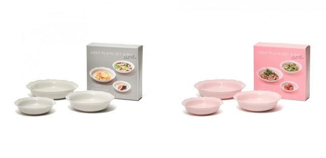 フルール ディーププレートセット（グレー／ピンク）