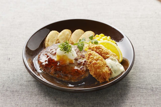 広島産牡蠣フライと和風おろしハンバーグ 999 円