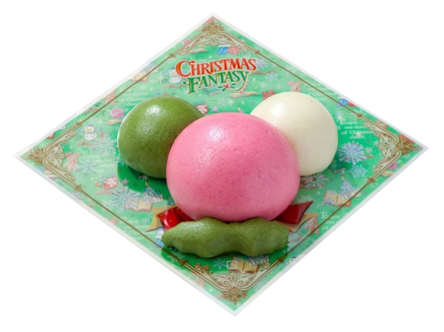 三色海老中華まん（プレーン、チリソース、甜麺醤） ¥500｜販売店舗「ボイラールーム・バイツ」｜東京ディズニーランド「クリスマス・ファンタジー」（2016年）スペシャルメニュー