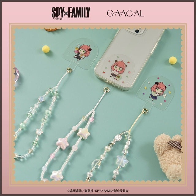 【GAACAL『SPY×FAMILY』コラボ】星を散りばめたキラキラ可愛いビーズストラップとコラボオリジナルデザインホルダーのセット