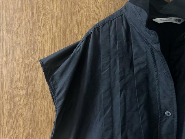 【UNIQLO リネンブレンドシャツワンピース】洗濯直後の写真。シャキッとした硬い生地なのでシワが若干目立つかもしれませんが…