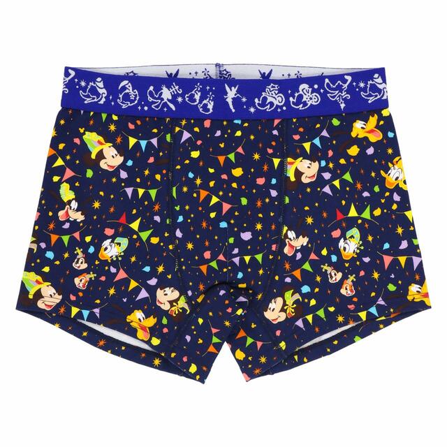 ボクサーパンツ 2,200円｜サイズ：M、L ※ゴム部分は総柄のため一枚一枚、柄の出方が違います｜東京ディズニーリゾート40周年“ドリームゴーラウンド”スペシャルグッズ｜発売日：2023年4月10日（月）｜販売店舗：東京ディズニーランド「グランドエンポーリアム」、東京ディズニーシー「エンポーリオ」