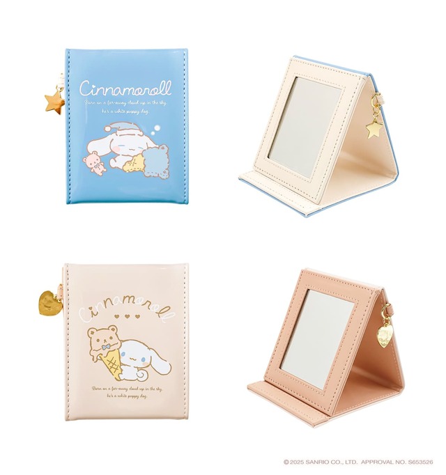 【シナモロールのんびりマルシェ】折り畳みミラー（全2色・BL/BE）　各2,420円
