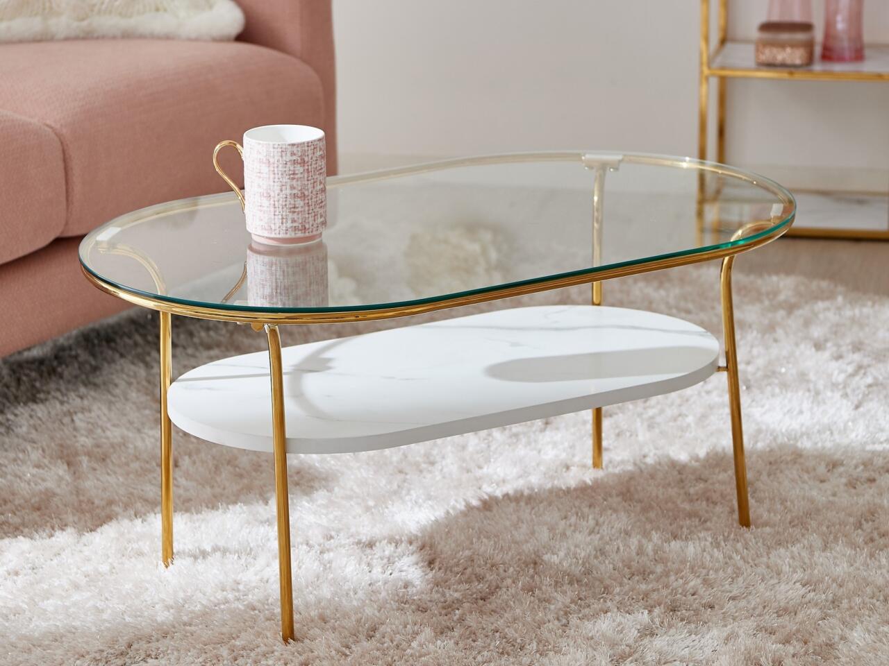 Francfrancフランフラン レーヌ ネストテーブル S マーブル×ゴールド