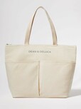 【GLOW8月号付録　DEAN＆DELUCA 保冷機能付きコットン素材のロゴトート】サイズは約縦32×横45×マチ13cm。ファスナー付きで中を見られる心配なし！