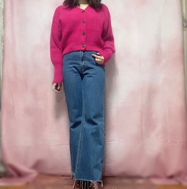 【GRL（グレイル）】デニムフレアパンツ／ブルーSサイズ着用