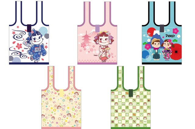 【不二家「Smile Switch Festa 2025 in GINZA」】「ペコちゃん和柄エコバッグ」＜全5種ランダム＞（サイズ：約縦300×横300mm）748円　※お一人様5点まで