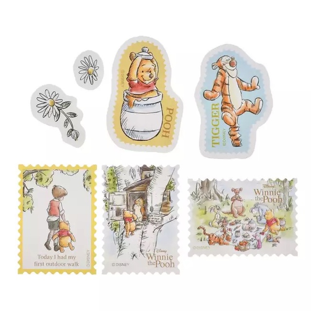 プー＆フレンズ シール・ステッカー フレーク 切手風 Classic Pooh Sticker Collection 700円