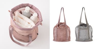【Francfranc】「メッシュ スパバッグ」ピンク/グレー 各¥2,200