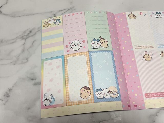 【ちいかわもぐもぐスタンプセット】手紙などに使える通常のメモもついています