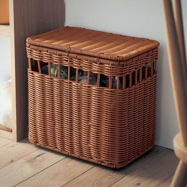 【ベルメゾン 洗えるラタン調フタ&キャスター付きバスケット <幅41.5cm>|¥11,900 (税込)】