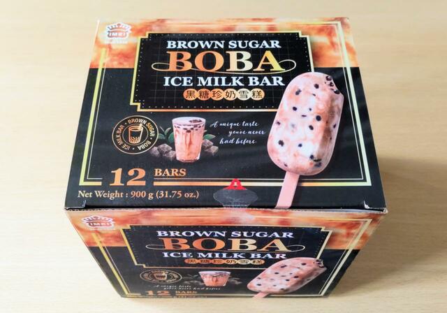 【I-MEI Foods　黒糖タピオカアイスミルクバー　900g（12本）　1698円】高級感漂う箱の中に、4本入りの箱が3つ