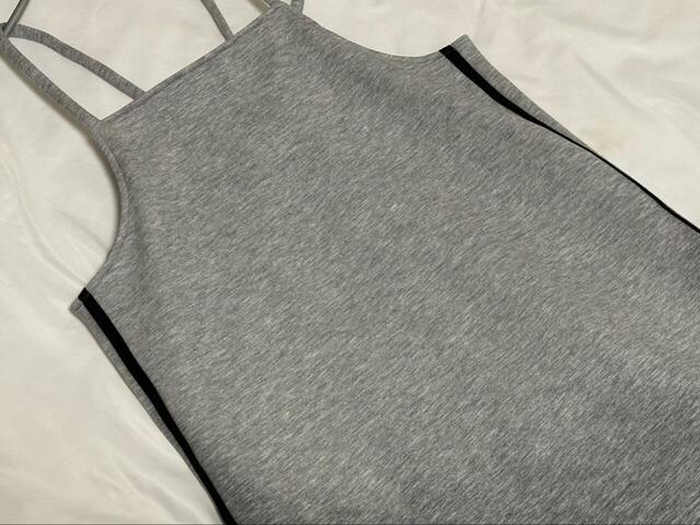 【coca ソフトスウェット サイドラインキャミワンピース】洗濯後。まったくシワにならず、色落ちもしませんでした！