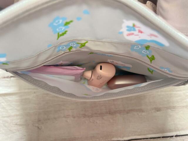 外側のファスナーポケットにはイヤホンなどの細々したものを入れました