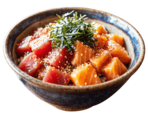 「マグロとサーモン」<価格:1,000円(税込)>【“刺身食べ放題”で話題の『漁港食堂 秦野店』がリニューアルオープン!海鮮丼・定食・海鮮だし茶漬けなど、さらにメニューが充実!】