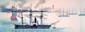 ペリー来航図(甲寅記事画巻)(部分) 江戸時代 安政元年(1854) 【全会場 ※画面巻き替えあり】