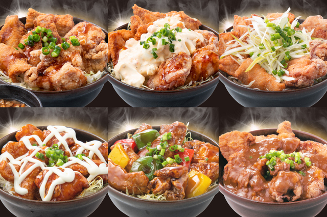 鶏&豚合盛り!背脂唐揚げ丼の味変バリエーション
