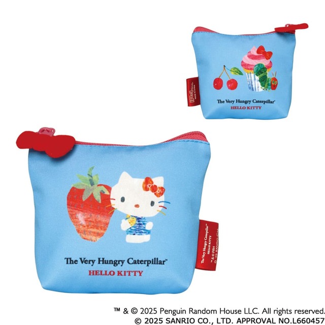 【はらぺこあおむし×ハローキティ】「マチ付きポーチ」はファスナーにハローキティのリボン型チャームつき