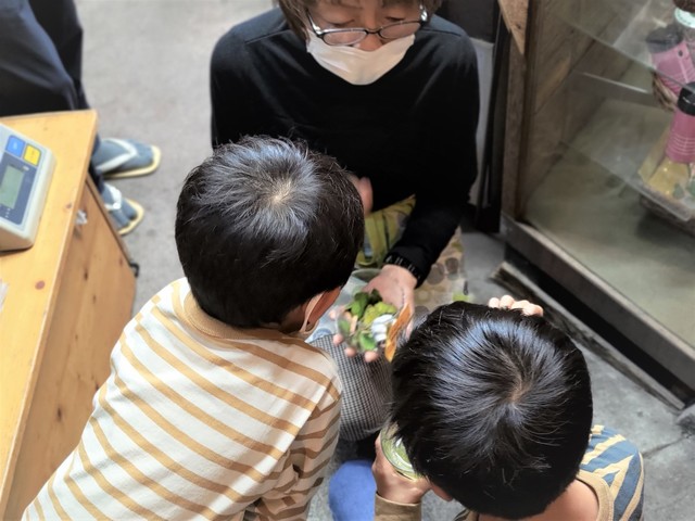 【OMO5東京大塚 by 星野リゾート】珍しいお菓子を見せてもらう様子