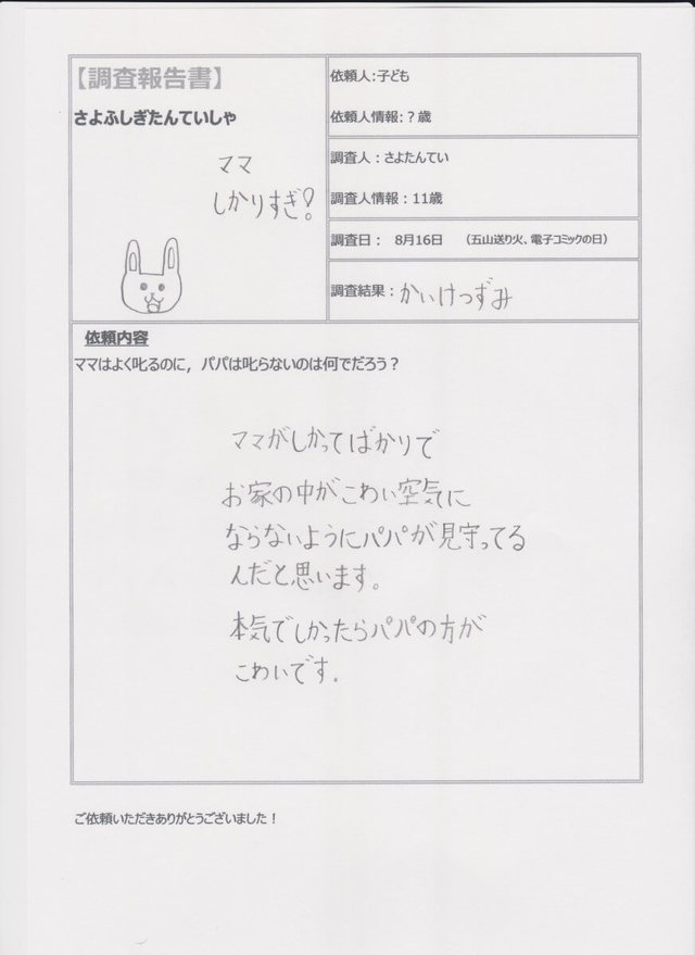 【さよたんていおなやみ相談室】さよたんていが子どもの悩みに答える！