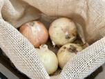 【無印良品 ジュート 野菜保存袋L】中玉ねぎは20個程度入りそう