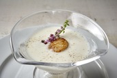 ヴィシソワーズ　ホタテとコンソメゼリー仕立て