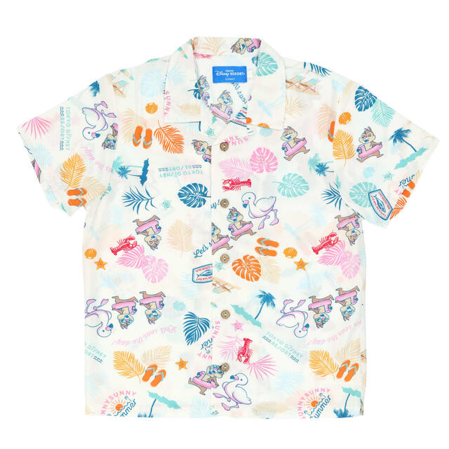 アロハシャツ(140cm) 3,900円｜東京ディズニーリゾート「SUNNY SUNNY Summer」グッズ｜販売店舗：東京ディズニーランド「グランドエンポーリアム」、東京ディズニーシー「タワー・オブ・テラー・メモラビリア」｜発売日：2025年6月5日（木）