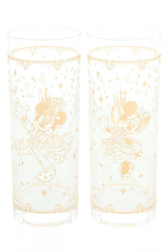 グラスセット 3,000円｜東京ディズニーリゾート40周年“ドリームゴーラウンド”グランドフィナーレ スペシャルグッズ｜発売日：2024年1月23日（火）｜販売店舗：東京ディズニーランド「グランドエンポーリアム」、東京ディズニーシー「エンポーリオ」