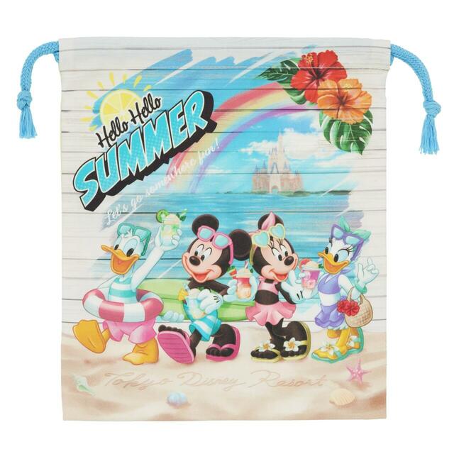 きんちゃく 950円|夏の東京ディズニーリゾート「Hello Hello SUMMER!」グッズ|販売店舗:東京ディズニーランド「グランドエンポーリアム」、東京ディズニーシー「タワー・オブ・テラー・メモラビリア」|発売日:2026年6月11日(木)