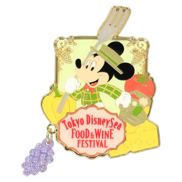 ピンバッジ 1,400円｜東京ディズニーシー・フード＆ワイン・フェスティバル スペシャルグッズ｜発売日：2025年4月7日（月）