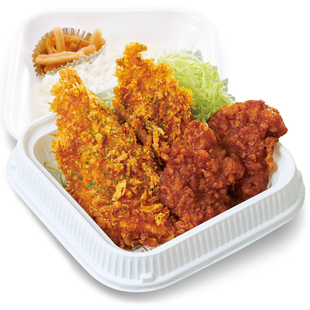 タレカツとから揚げの合い盛り弁当