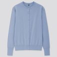 UVカットスーピマコットンクルーネックカーディガン（長袖）BLUE