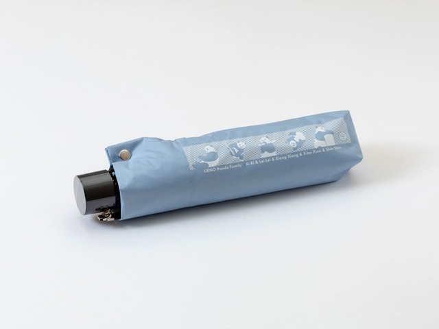 【上野パンダファミリーグッズ】「上野パンダファミリー 高機能傘（ブルーグレー）」折りたたんだ時のイメージ