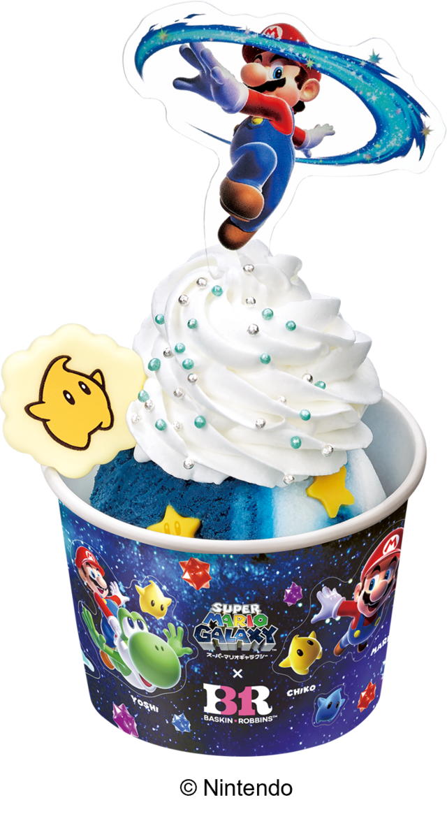 「スーパーマリオギャラクシー シングルサンデー」＜価格：580円（税込）＞【【サーティワン×スーパーマリオギャラクシー】4月の新作コラボフレーバーは“コットンフルーツギャラクシー”！チコのチャーム付きカップも期間限定で登場！】