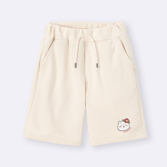 【ちいかわ×GU】「KIDS(男女兼用) スウェットハーフパンツ CHIIKAWA」1,290円／キッズサイズ・Tシャツとお揃いでコーデしても◎