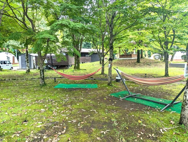 【ブリリアントヴィレッジ日光】木々の中に並ぶハンモック