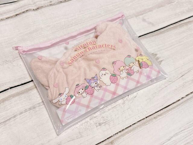 【しろたん×サンリオキャラクターズ フラットポーチ】サイズは約縦17.5×横24cm。筆者は、サウナ後の濡れたサウナハットを収納するのに使う予定