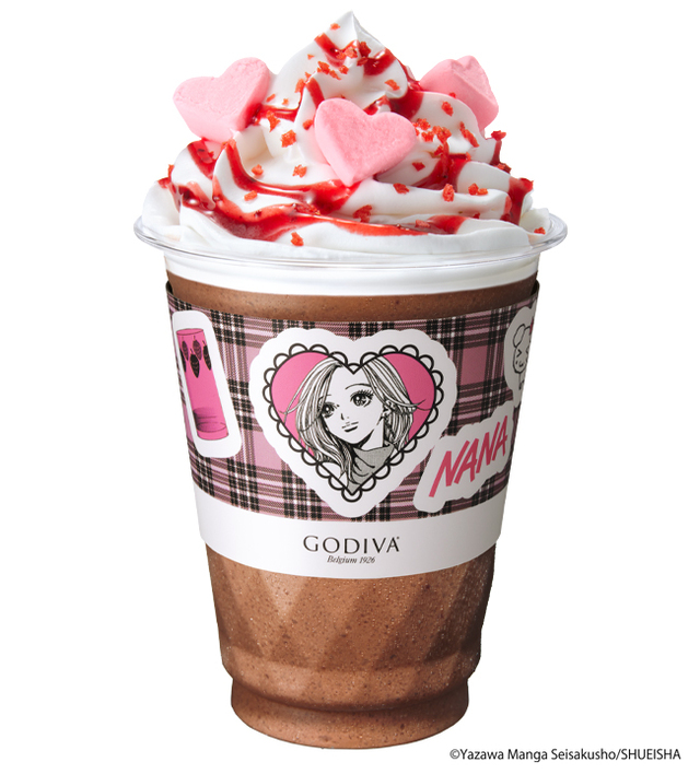 「ゴディバ×NANA ミルクチョコレート ストロベリー ショコリキサー」<価格:〈レギュラーサイズ〉870円/〈ラージサイズ〉980円(税込)>【【ゴディバ×NANA】コラボコレクション第1弾に“ナナとハチ”デザインの「ショコリキサー」や「タンブラーセット」「保冷ポーチ&トートバッグセット」が登場!】